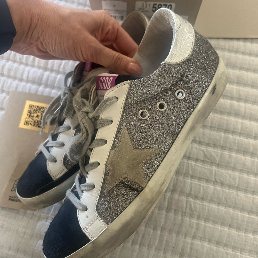 Golden Goose dark navy & glitter silver size 40 - Picture 7 of 10